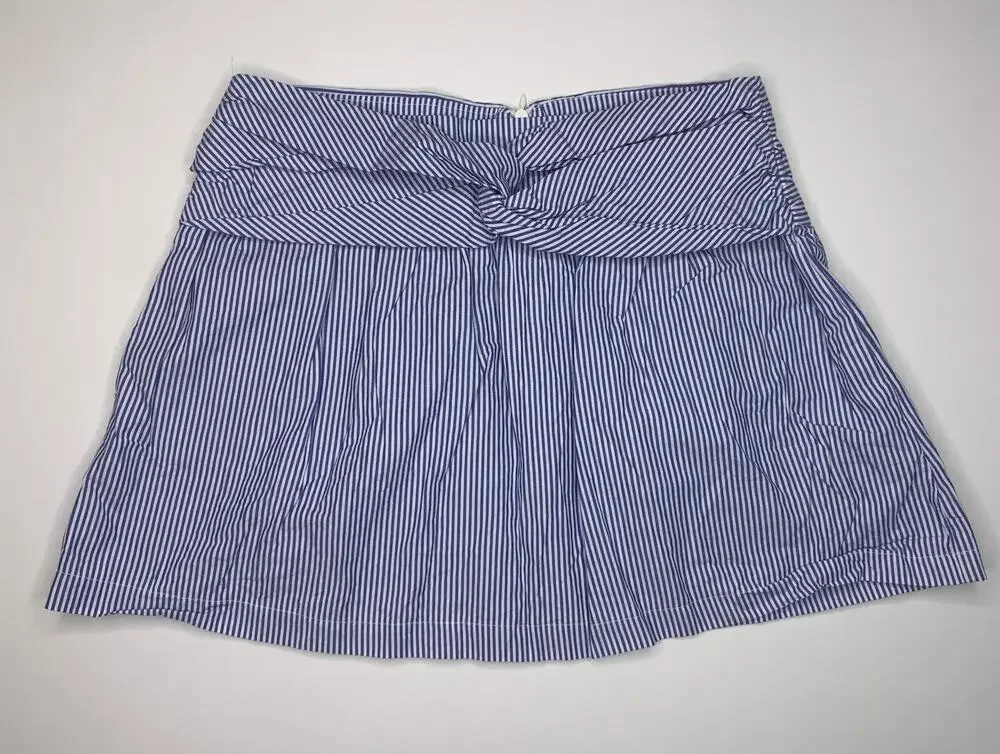 Zara Trafaluc mini skirt vertical pinstripes blue white coastal size medium